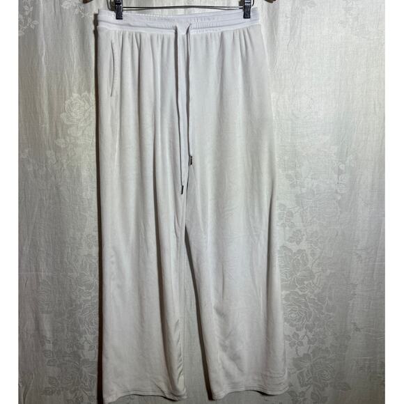 Juicy Couture Velour Track Pants Large White Silver Rhinestone Spell Out Sleep - Picture 2 of 13